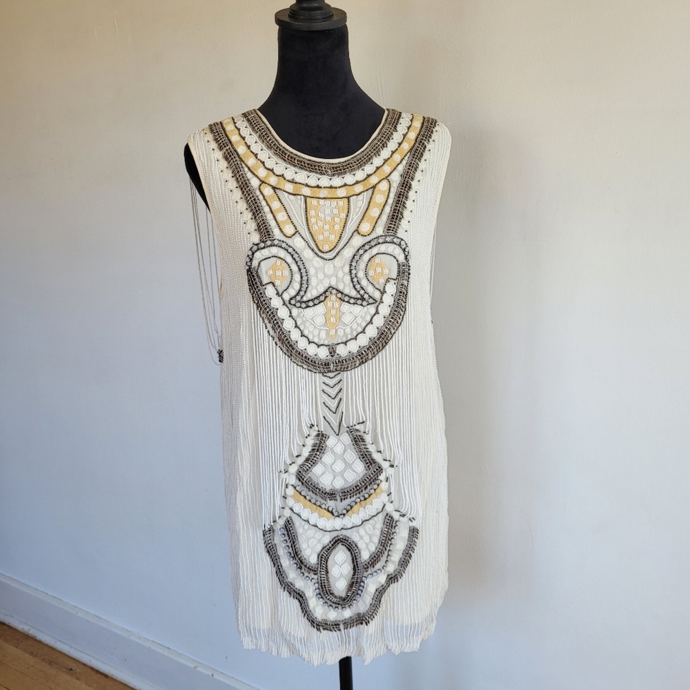 White Beaded Flapper Dress